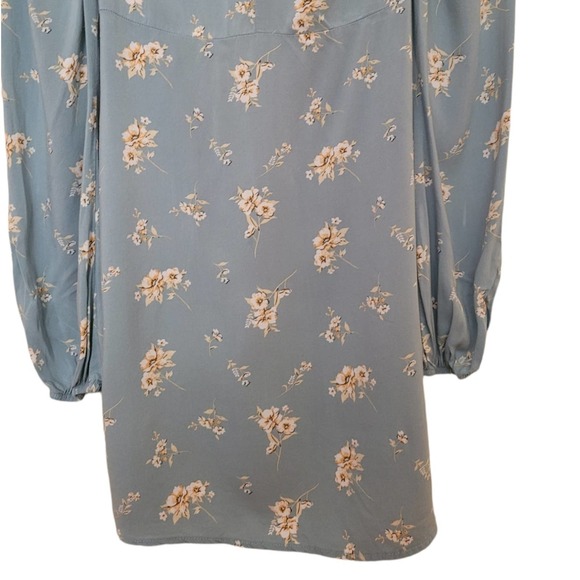 Wild Fable Blue Floral Print Long Sleeve Keyhole Size Small - Picture 3 of 7